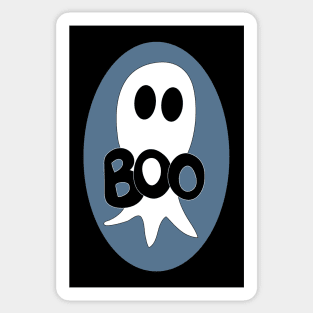 Cute Halloween ghost cartoon with BOO text Sticker